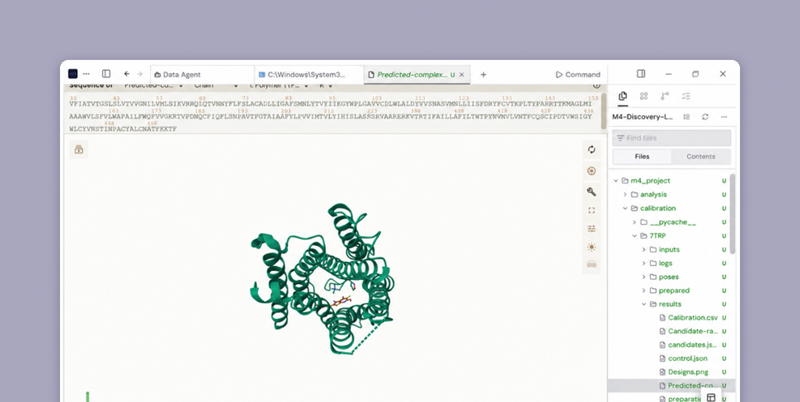 A BioBase-designed compound docks into an M4 receptor’s allosteric pocket.